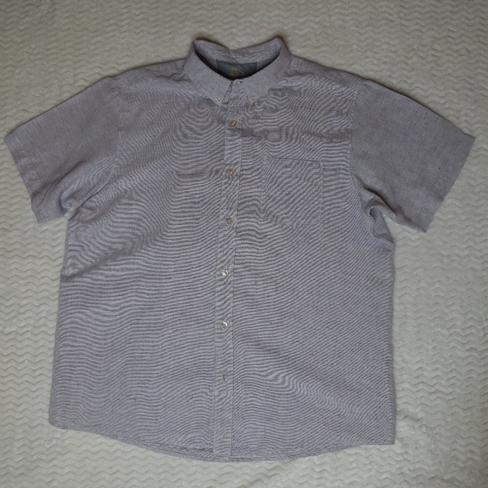 Bob Timberlake Men's Casual Button Down Shirt Sz 2XL Light Gray Linen Cotton
